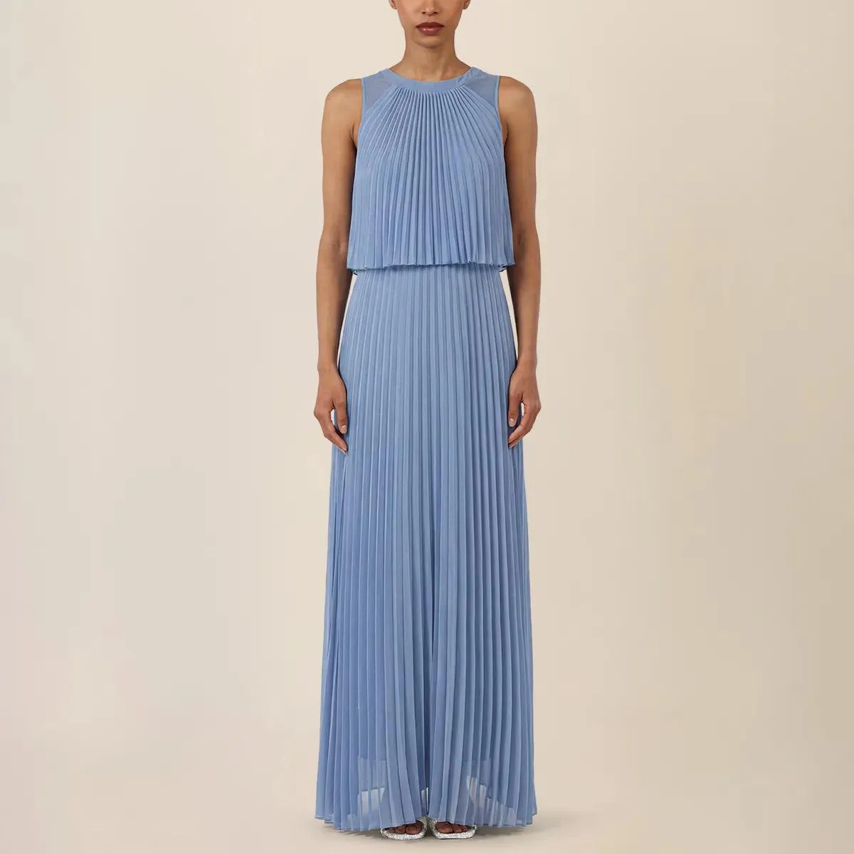 Apart - Langes Chiffonkleid - Größe 40 - blau – Bild 4