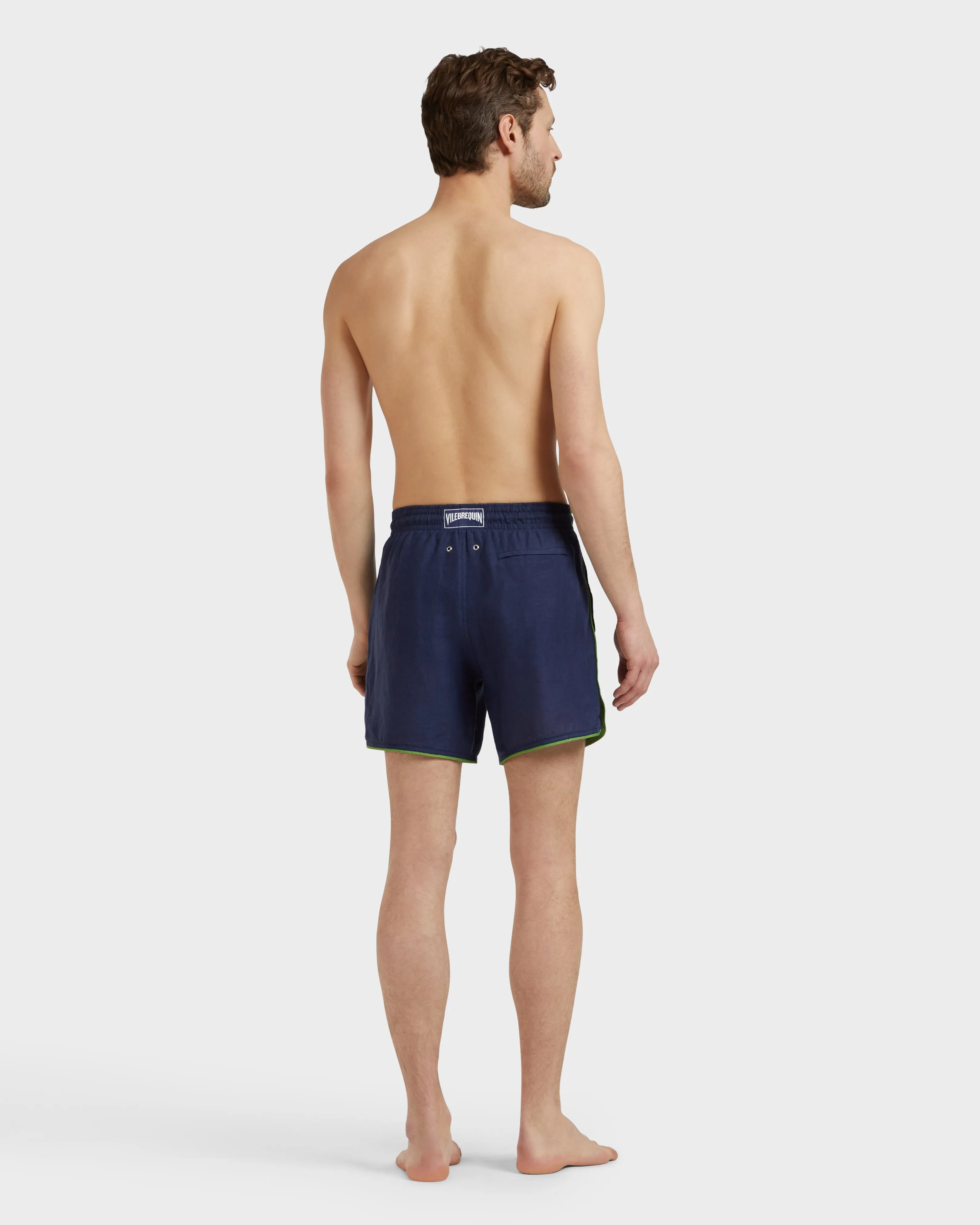 Vilebrequin - Solid Badeshorts Aus Leinen Für Herren - Bademode - Mallorca - Blau - Größe L – Bild 4