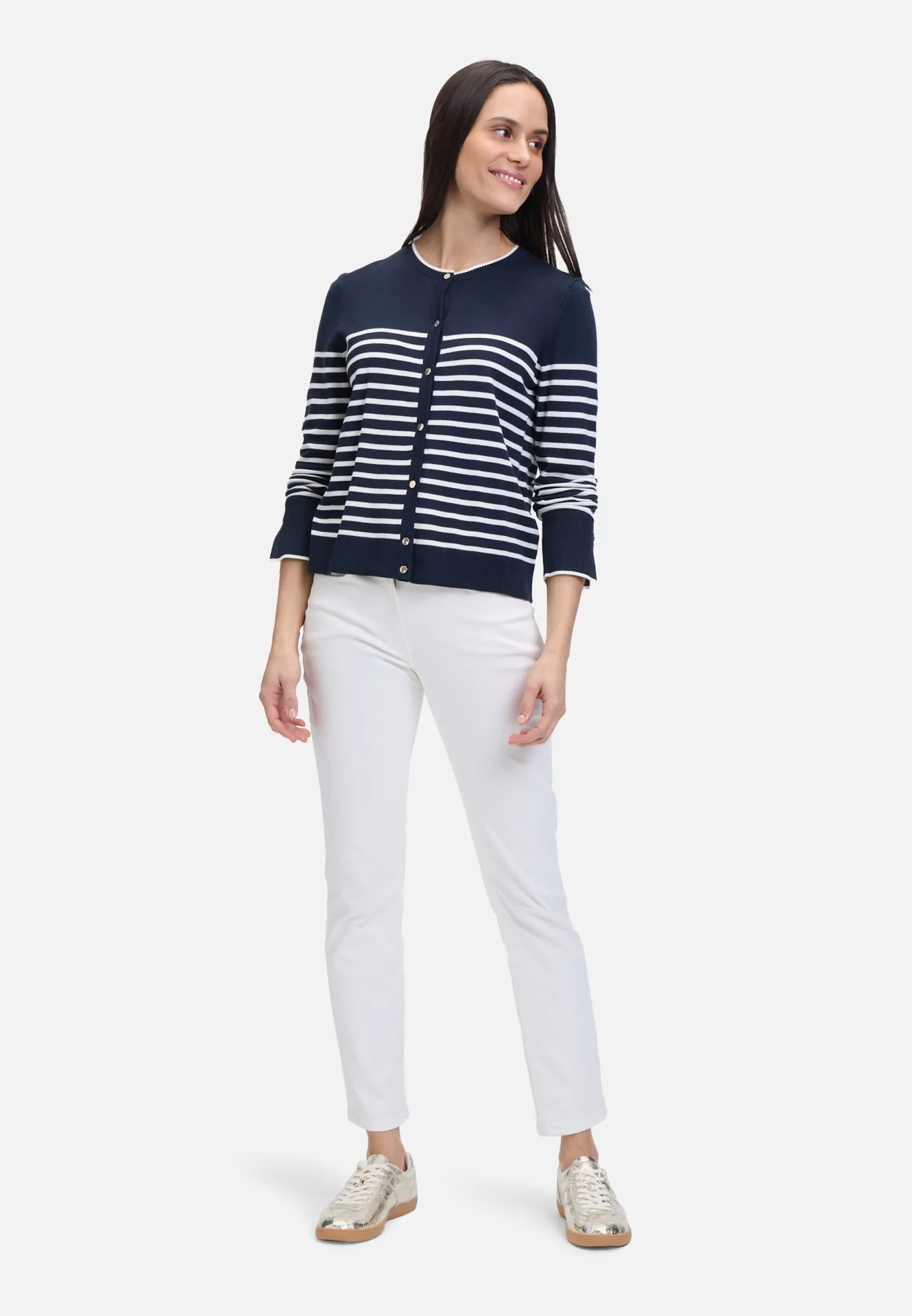 Basic-Strickjacke mit Streifen – Bild 2