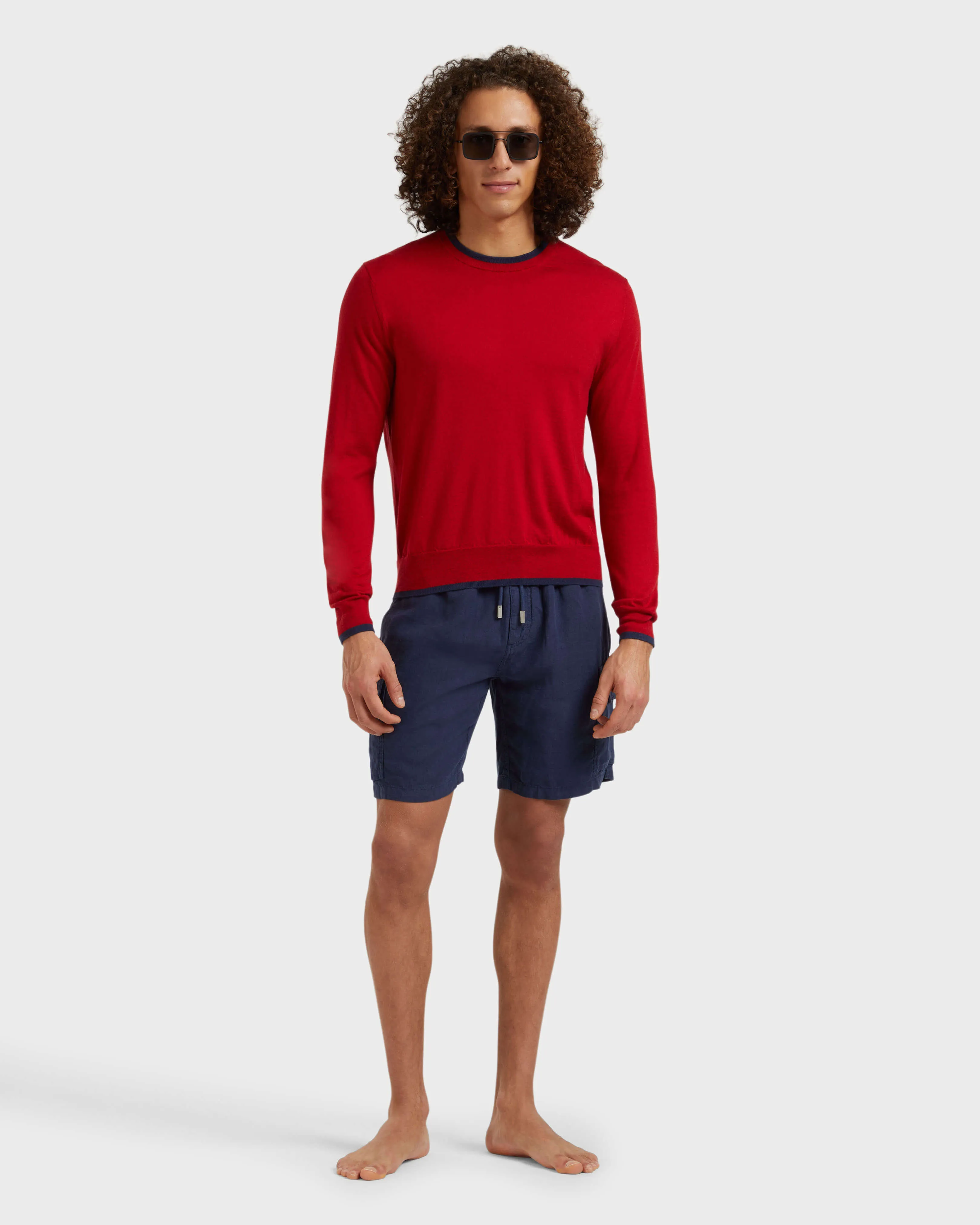 Vilebrequin - Einfarbige Leinen-bermudashorts Mit Cargotaschen Für Herren - Bermuda - Baie - Blau - Größe M – Bild 5