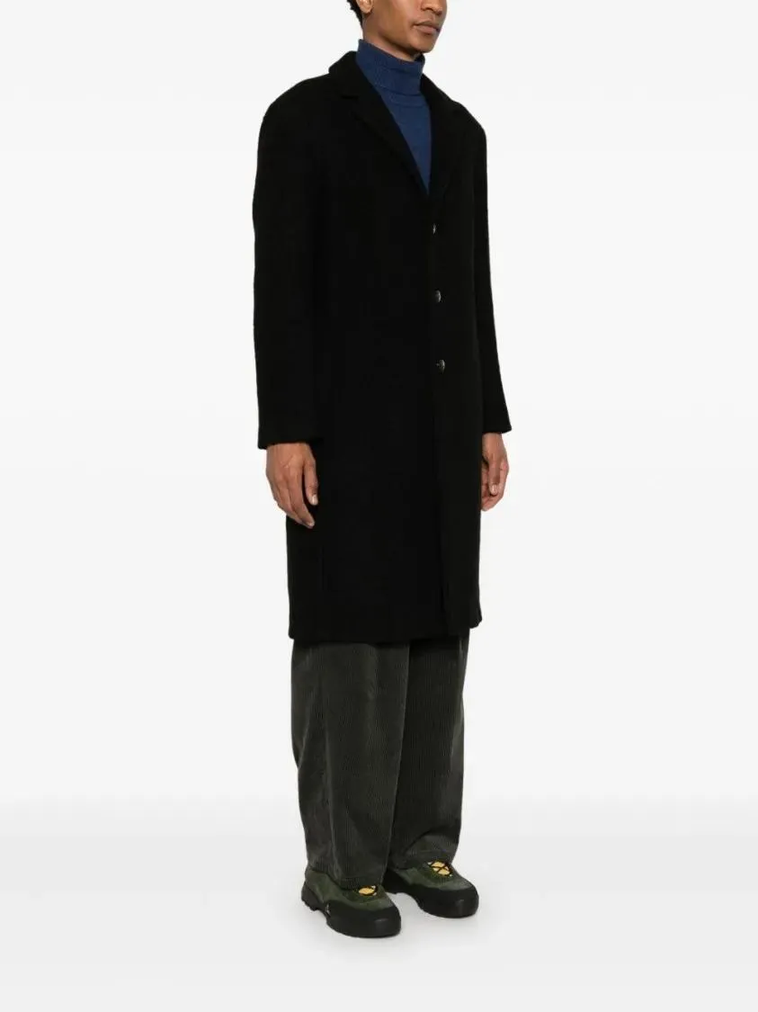 Amish - Long Black Tailored Coat With Notched Lapel And Bu - Größe M - schwarz – Bild 3
