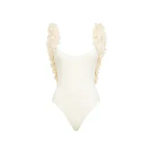 La Reveche - Ivory One-Piece Swimsuit With Floral Appliqués - Größe L - beige La Reveche - Ivory One-Piece Swimsuit With Floral Appliqués - Größe L - beige