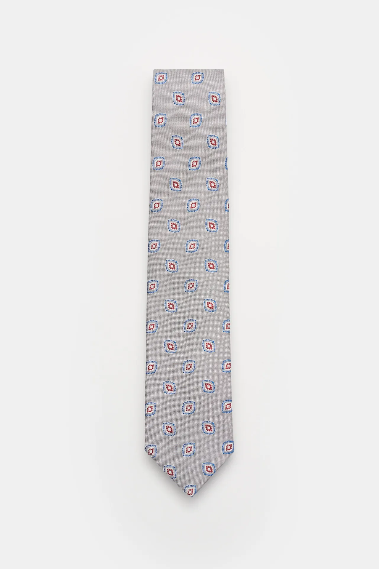 Bigi - Herren - Seidenkrawatte %27Volga%27 grau/blau/dunkelbraun gemustert Bigi - Herren - Seidenkrawatte %27Volga%27 grau/blau/dunkelbraun gemustert