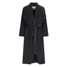 Ivy & Oak - Carrie Rose Black Wool Coat With Draped Collar - Größe 40 - schwarz Ivy & Oak - Carrie Rose Black Wool Coat With Draped Collar - Größe 40 - schwarz