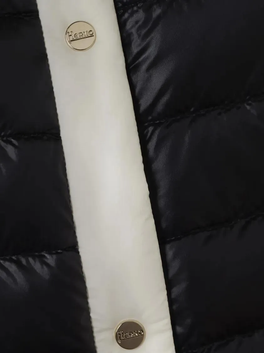 Herno - Cropped Quilted Jacket With Contrasting Trim - Größe 44 - schwarz – Bild 2