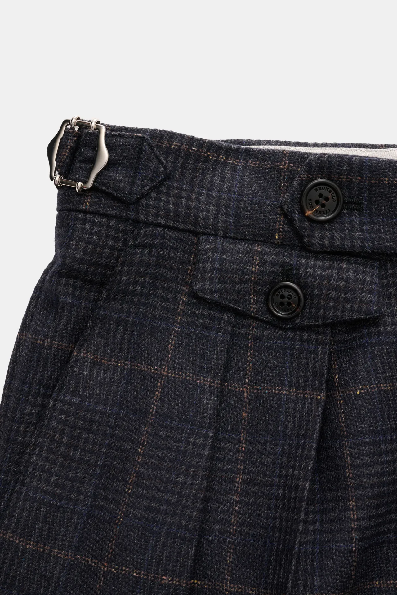 Brunello Cucinelli - Herren - Wollhose dunkelgrau/navy/hellbraun kariert – Bild 5