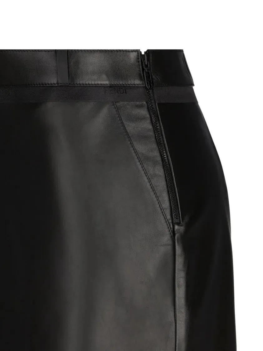 Fendi - Leather Skirt - Größe 42 - schwarz – Bild 2
