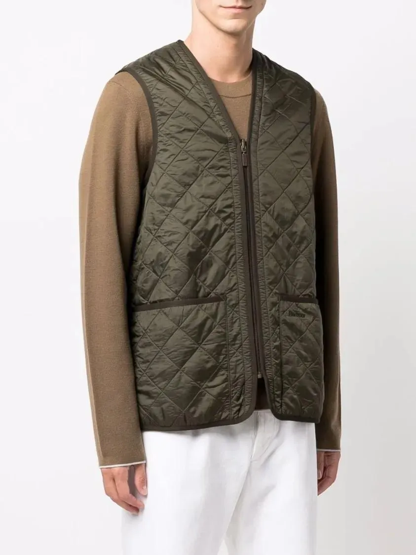 Barbour - Olive Green Quilted Waistcoat With Embroidered Log - Größe L - grau – Bild 3