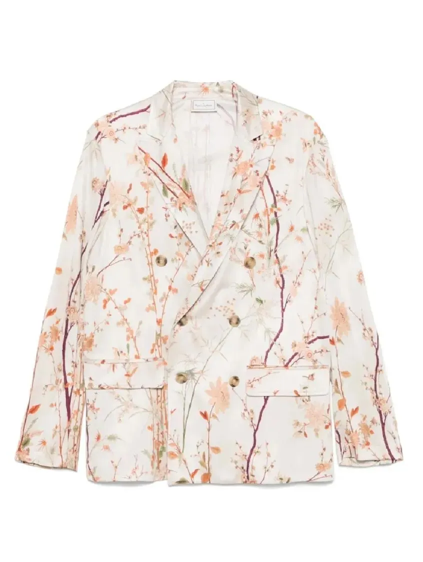 Pierre-Louis Mascia - Double-Breasted Floral Print Jacket - Größe S - beige Pierre-Louis Mascia - Double-Breasted Floral Print Jacket - Größe S - beige