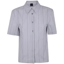 Pinko - Short Sleeve Grey Shirt With Vertical Stripes - Größe 38 - bunt Pinko - Short Sleeve Grey Shirt With Vertical Stripes - Größe 38 - bunt