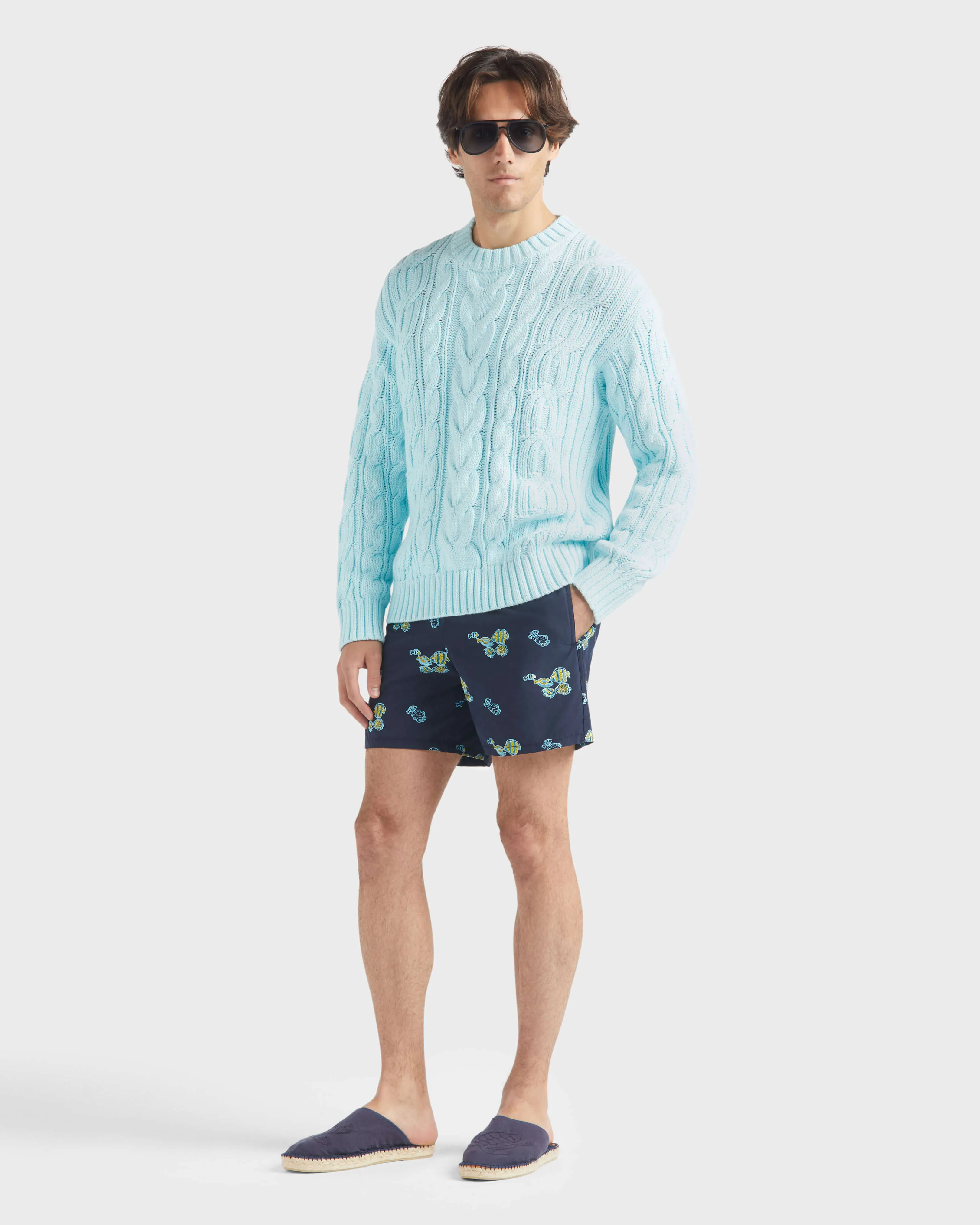 Vilebrequin - Herren Zopfmuster-baumwollpullover - Pullover - Philippe - Blau - Größe XL – Bild 5