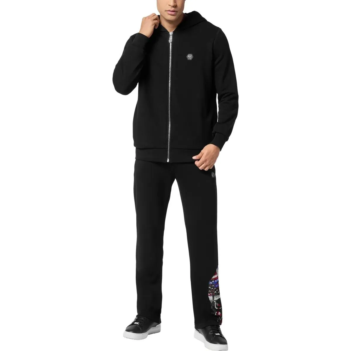 Philipp Plein - Kapuzen-Sweatjacket Skull - Größe M - schwarz – Bild 2