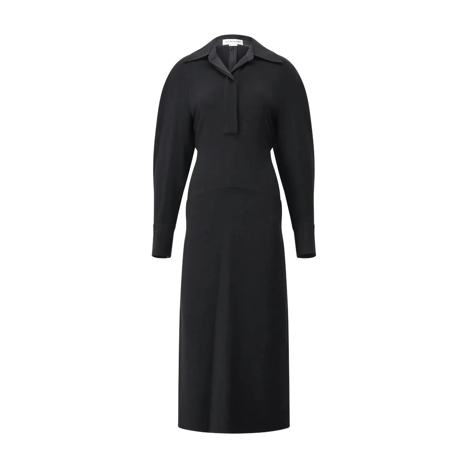 Victoria Beckham - Long Sleeve Polo Collar Midi%27 Dress - Größe 42 - schwarz Victoria Beckham - Long Sleeve Polo Collar Midi%27 Dress - Größe 42 - schwarz