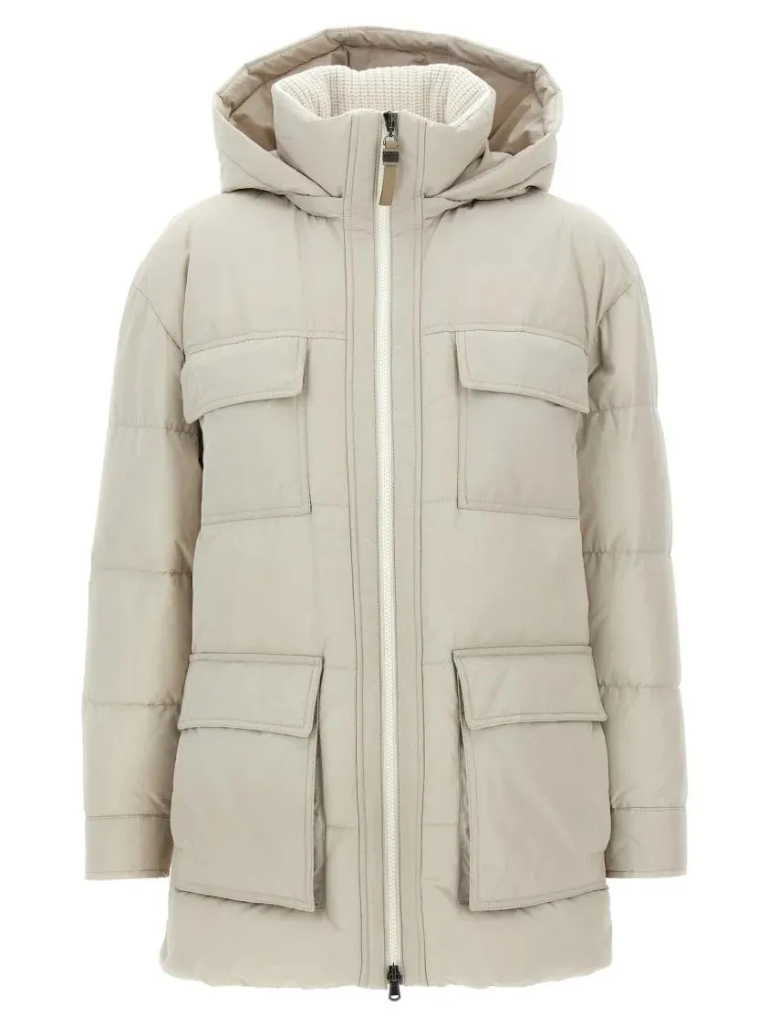 Brunello Cucinelli - Knitted Neck Down Jacket - Größe 40 - beige Brunello Cucinelli - Knitted Neck Down Jacket - Größe 40 - beige