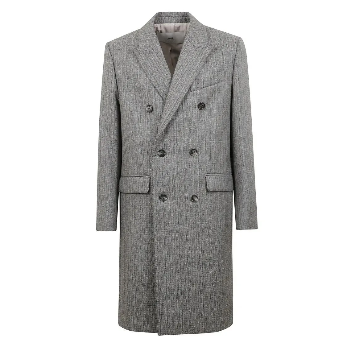 AMI Paris - Herringbone Wool Double-Breasted Coat - Größe 50 - grau AMI Paris - Herringbone Wool Double-Breasted Coat - Größe 50 - grau