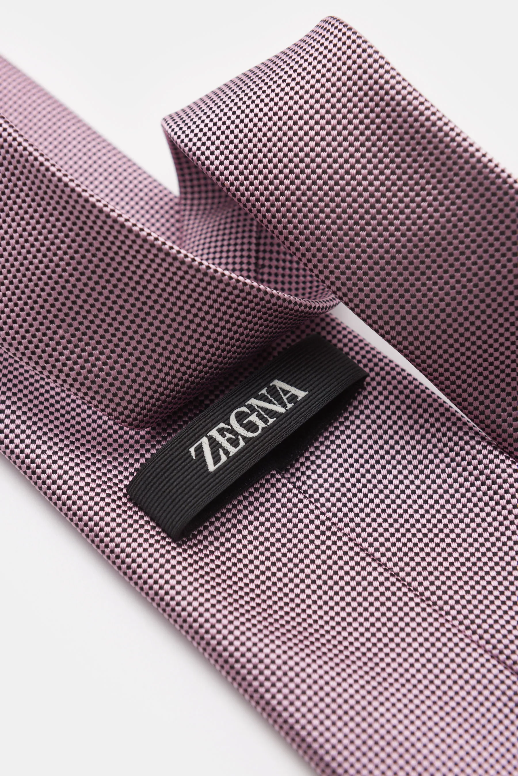 Zegna - Herren - Seidenkrawatte rosé/schwarz kariert – Bild 2