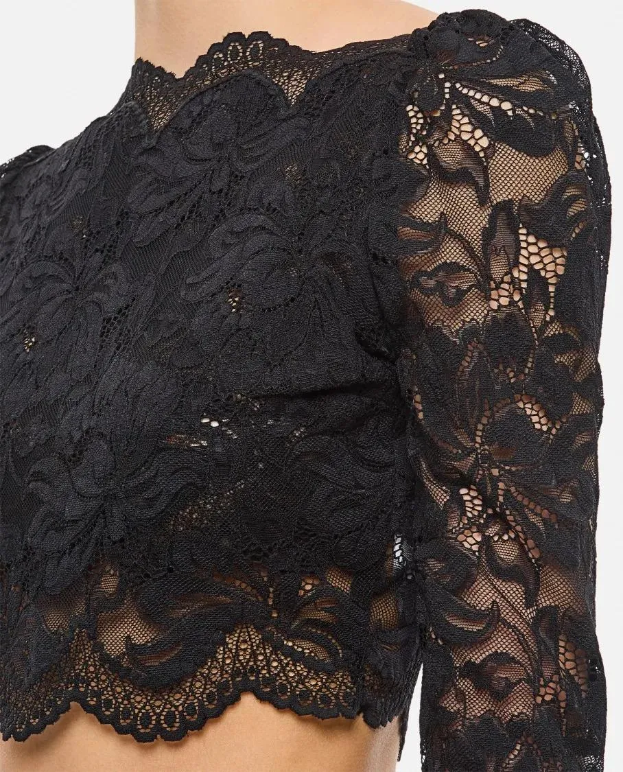 Paco Rabanne - Lace Long Sleeve Top - Größe 40 - schwarz – Bild 2