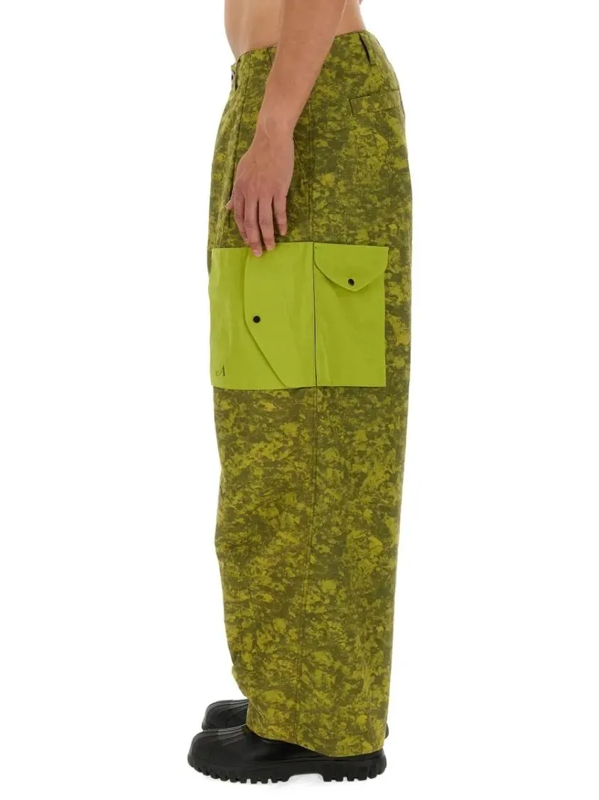 Ten C - Wide-Leg Cargo Pants With Textured Pattern - Größe S - grün – Bild 2