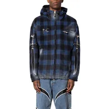 THUG CLUB - ARAB SWORD FLANNEL ZIP-UP JACKET BLUE - Größe S - bunt THUG CLUB - ARAB SWORD FLANNEL ZIP-UP JACKET BLUE - Größe S - bunt
