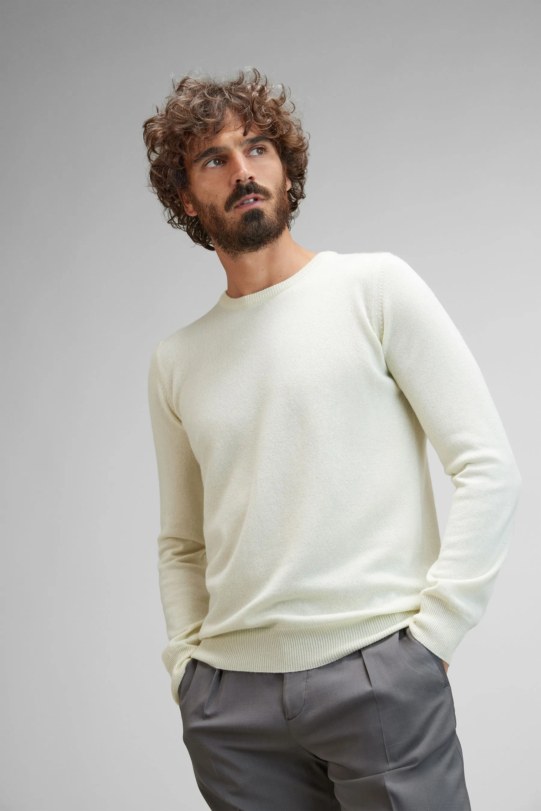 BRAUN Hamburg Essentials - Herren - Cashmere Rundhalspullover hellgelb – Bild 3