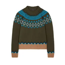 Alanui - Geometric Knit Crewneck Sweater With Accents - Größe XS - grün Alanui - Geometric Knit Crewneck Sweater With Accents - Größe XS - grün