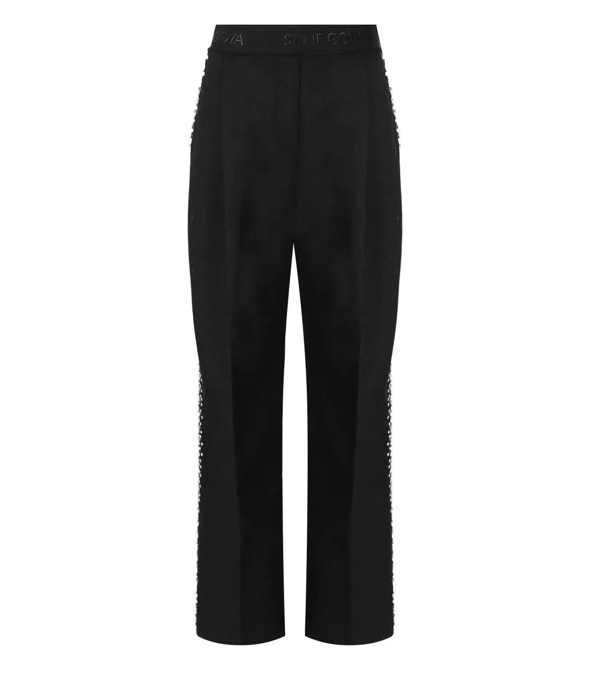 Stine Goya - Ciara Black Wide Leg Pants With Rhinestones - Größe S - schwarz Stine Goya - Ciara Black Wide Leg Pants With Rhinestones - Größe S - schwarz