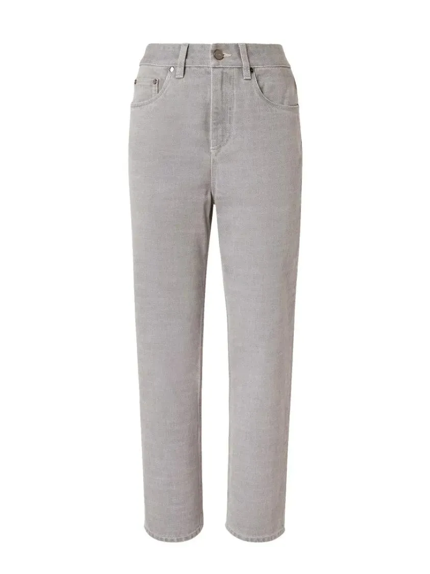 Fendi - High-Waisted Straight-Leg Jeans With Subtle Logo D - Größe 40 - grau Fendi - High-Waisted Straight-Leg Jeans With Subtle Logo D - Größe 40 - grau