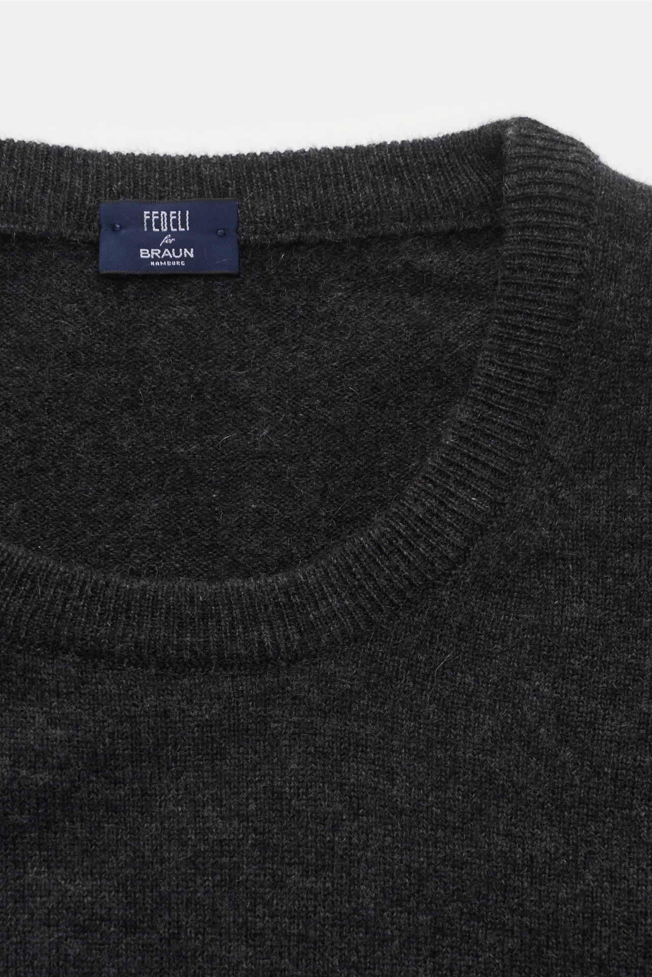 Fedeli - Herren - Cashmere Rundhalspullover dunkelgrau – Bild 2