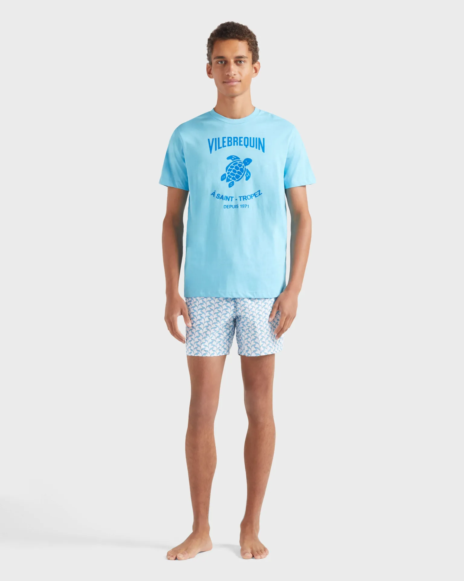 Vilebrequin - Baumwoll-t-shirt Mit Aufgedrucktem Kontrastlogo Aus Gummi Für Herren - T-shirt - Portisol - Blau - Größe M – Bild 3