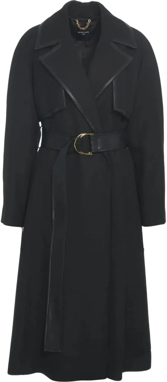 Guess - Coat with leather details - Größe 40 - schwarz Guess - Coat with leather details - Größe 40 - schwarz