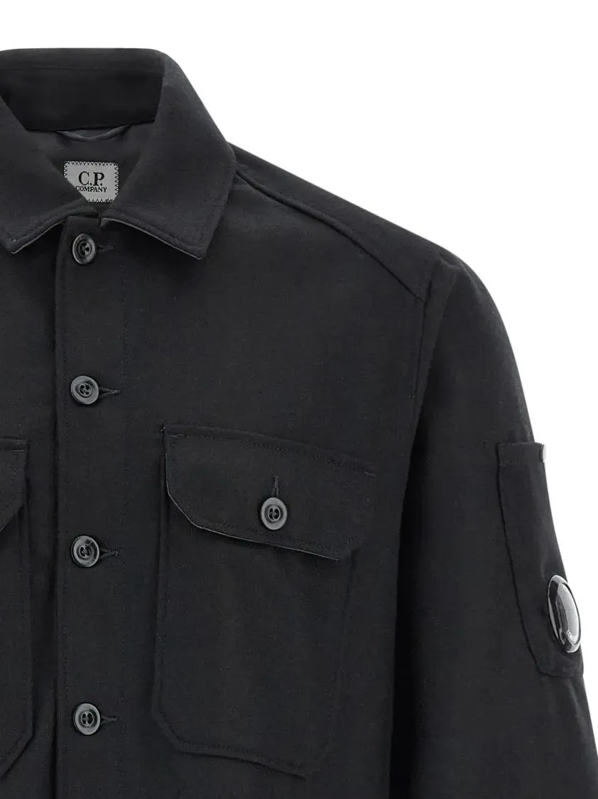 CP Company - Unlined Wool Overshirt With Classic Shirt Collar - Größe M - schwarz – Bild 3