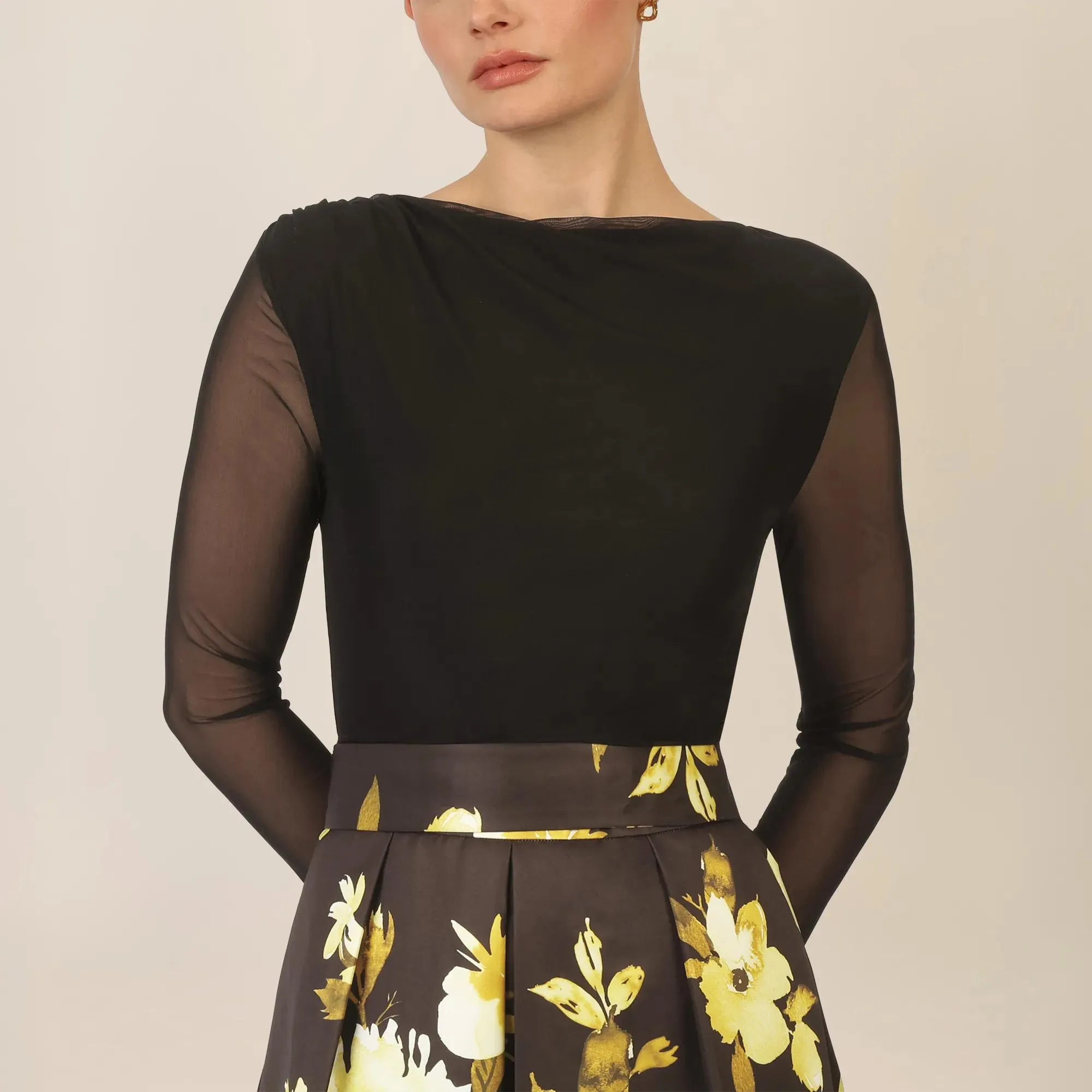 Apart - Satin-Meshkleid - Größe 36 - schwarz – Bild 3