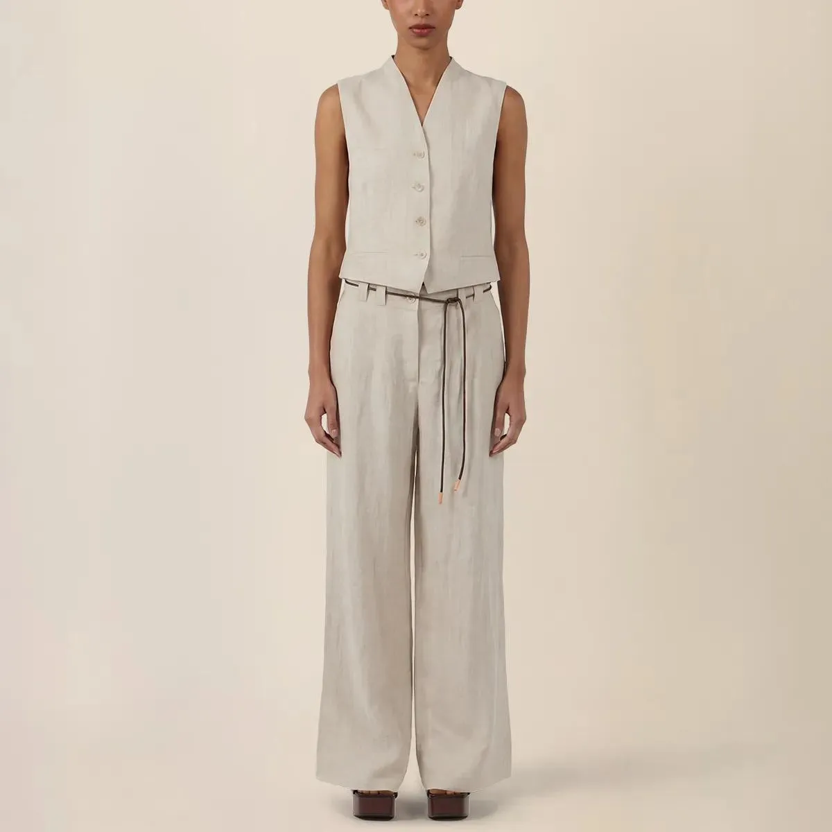 Apart - Weite Hose - Größe 42 - beige – Bild 4