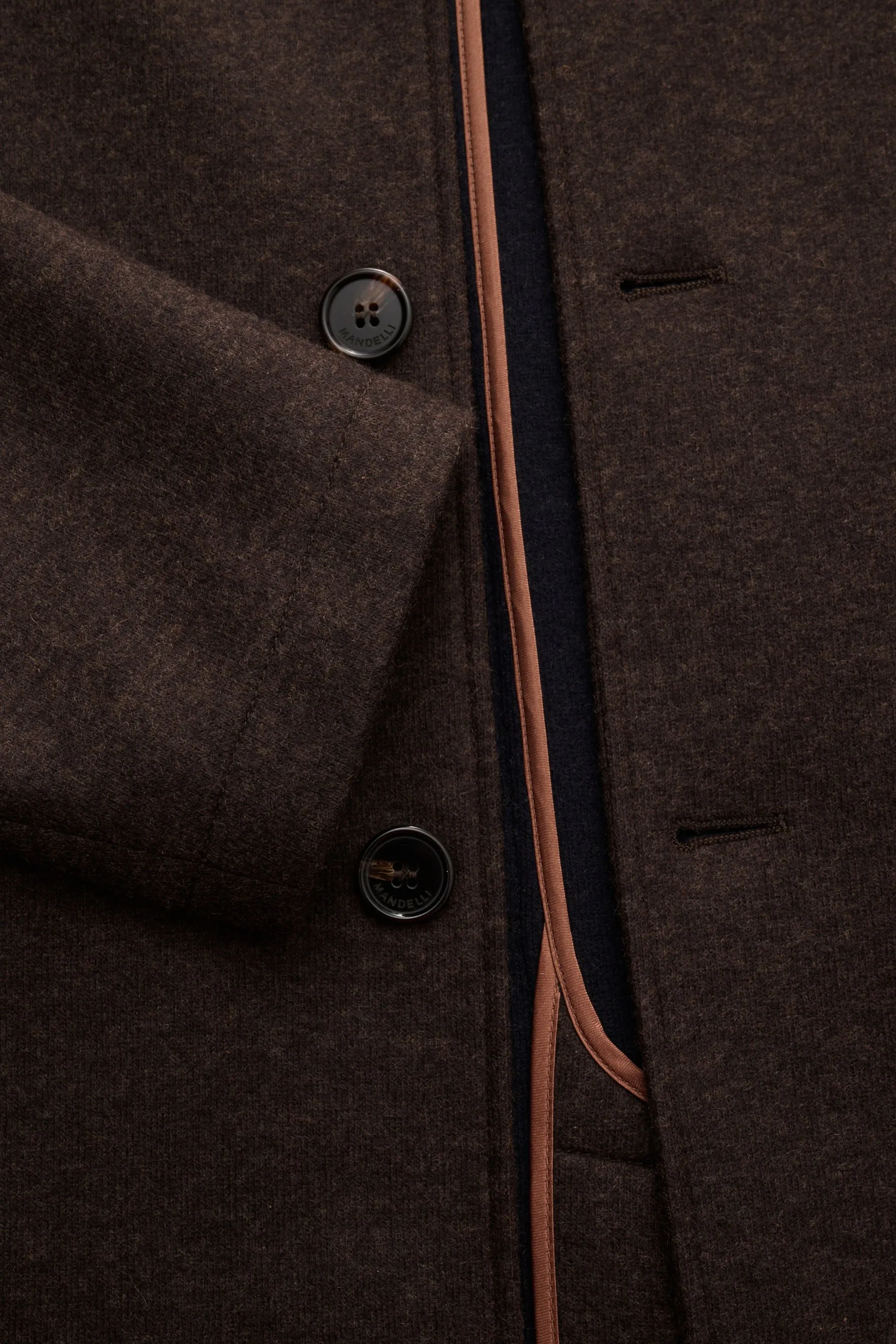 Mandelli - Herren - Cashmere Jacke dunkelbraun meliert – Bild 4