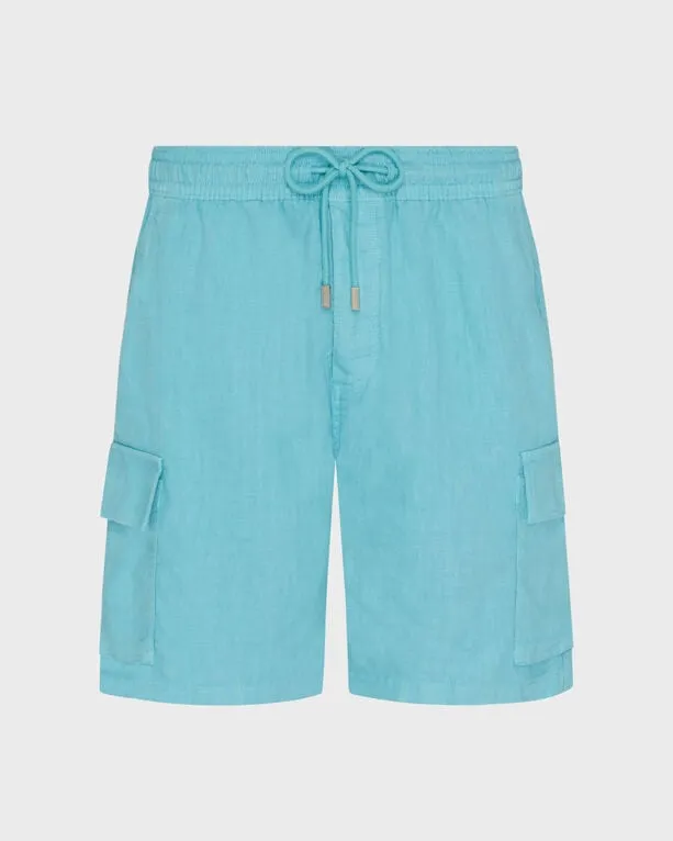 Vilebrequin - Einfarbige Leinen-bermudashorts Mit Cargotaschen Für Herren - Bermuda - Baie - Violett - Größe XXXL Vilebrequin - Einfarbige Leinen-bermudashorts Mit Cargotaschen Für Herren - Bermuda - Baie - Violett - Größe XXXL