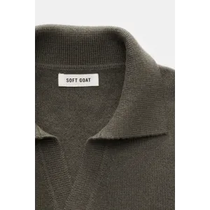 Soft Goat - Herren - Cashmere Strickpolo graugrün