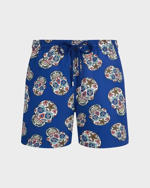 Vilebrequin - Kurze Día De Muertos Stretch-badeshorts Für Herren - Bademode - Monrise - Blau - Größe M Vilebrequin - Kurze Día De Muertos Stretch-badeshorts Für Herren - Bademode - Monrise - Blau - Größe M