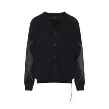 Mastermind World - V-Neck Black Cashmere Cardigan With Skull Design - Größe S - schwarz Mastermind World - V-Neck Black Cashmere Cardigan With Skull Design - Größe S - schwarz