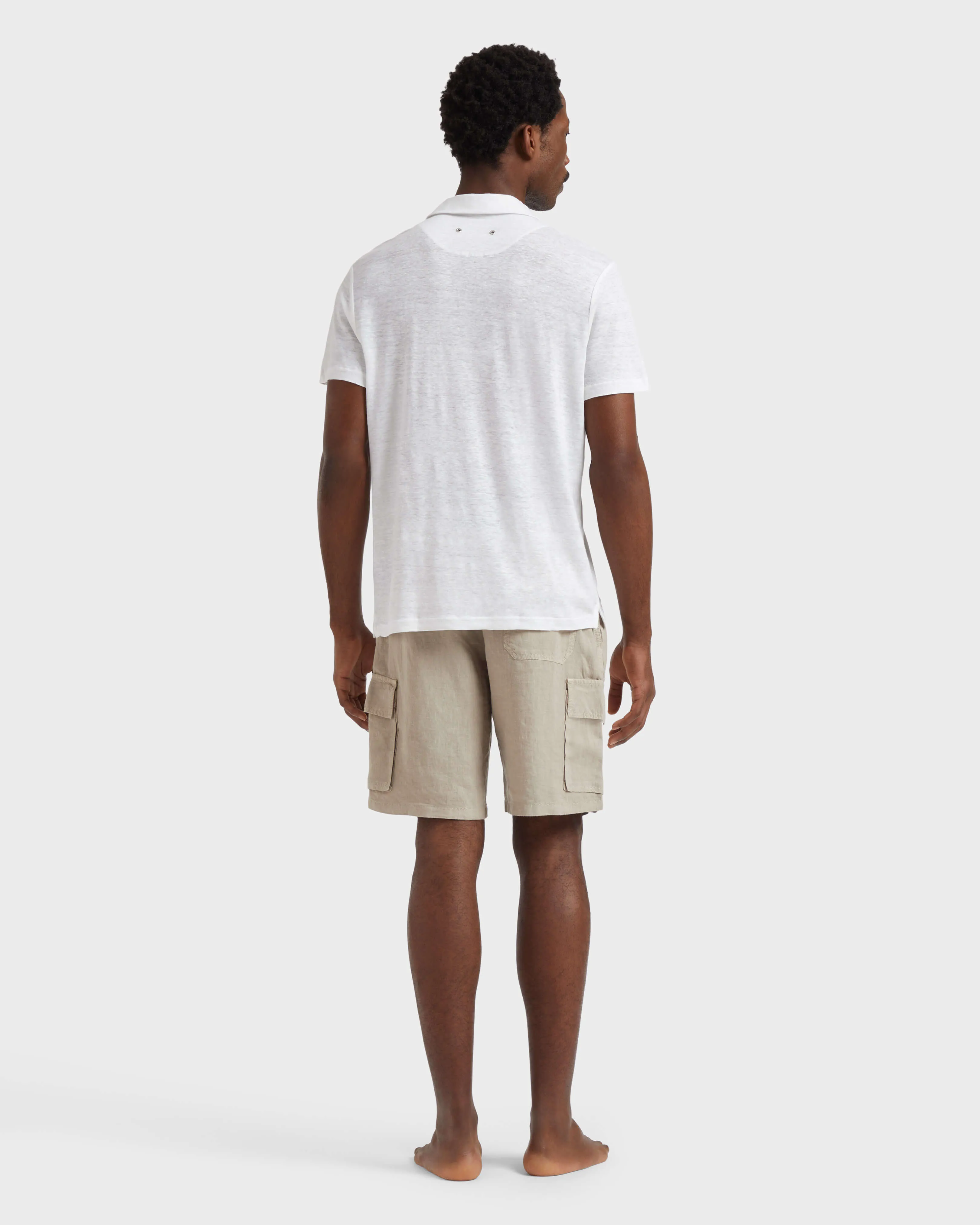 Vilebrequin - Einfarbiges Polohemd Aus Leinenjersey Für Herren - Polohemd - Pyramid - Weiss - Größe XXXL – Bild 4