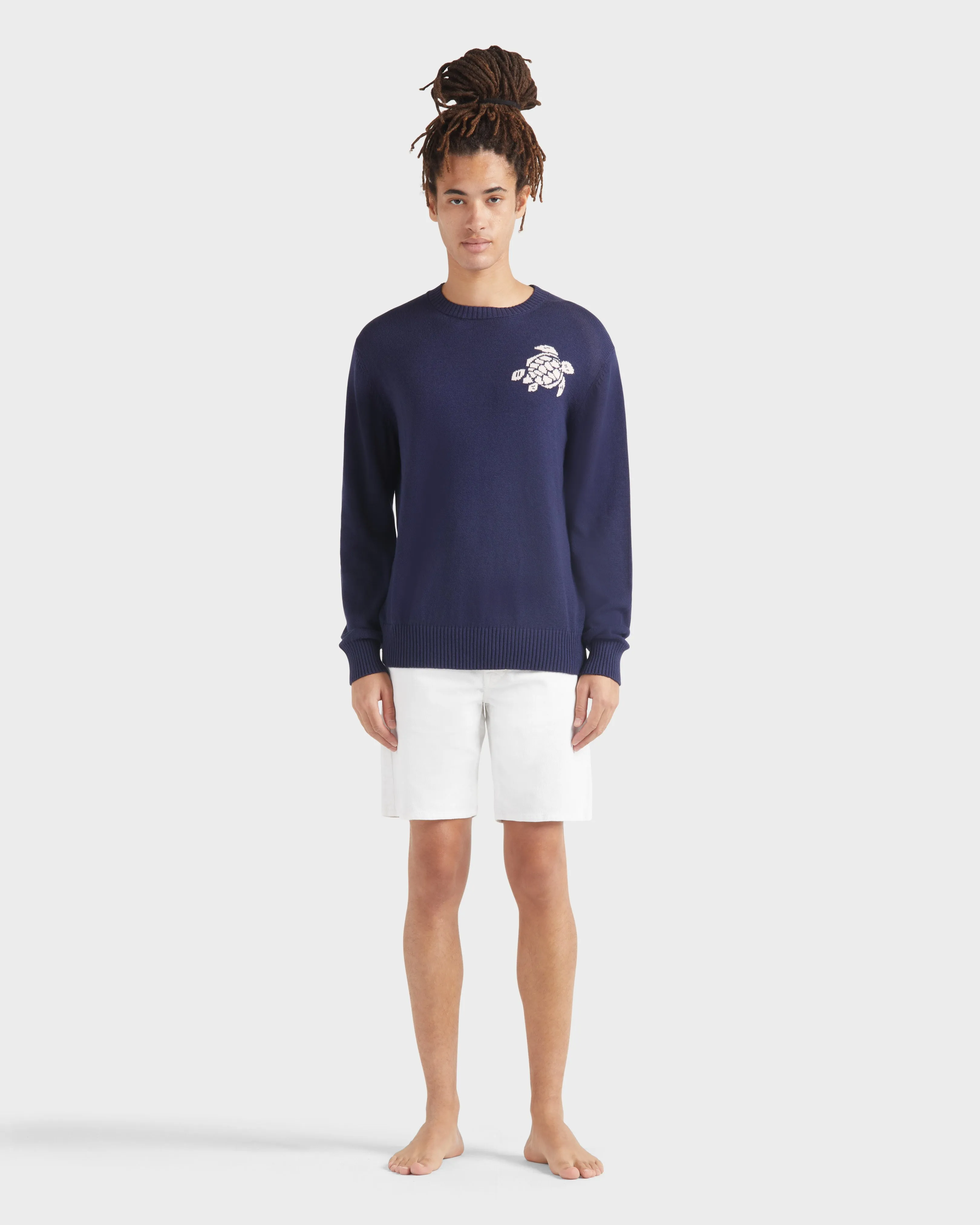 Vilebrequin - Turtle Rundhalspullover Aus Baumwolle Und Kaschmir Für Herren - Pullover - Rayol - Blau - Größe S – Bild 3