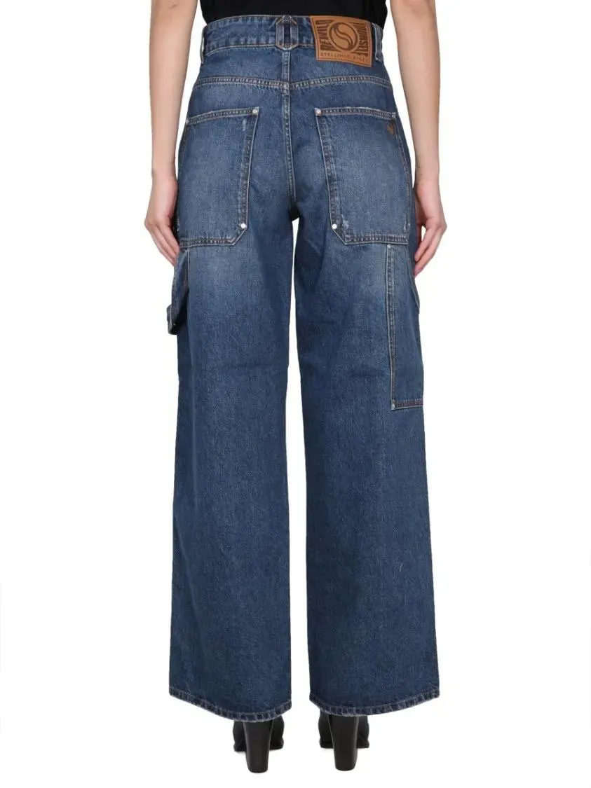 Stella McCartney - High-Waisted Utility Wide-Leg Jeans - Größe 25 - blau – Bild 2