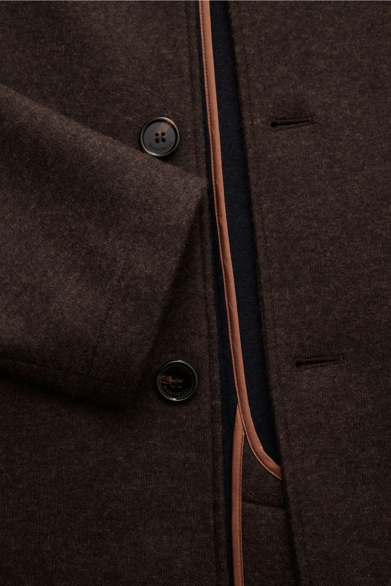 Mandelli - Herren - Cashmere Jacke dunkelbraun meliert – Bild 4