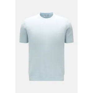 Settefili Cashmere - Herren - Kurzarm-Rundhalspullover %27Rigatino%27 pastellblau Settefili Cashmere - Herren - Kurzarm-Rundhalspullover %27Rigatino%27 pastellblau