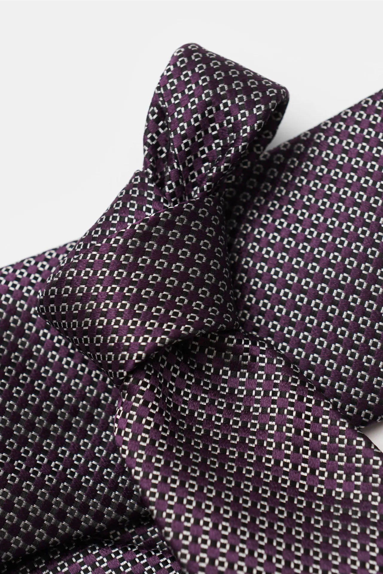 Zegna - Herren - Seidenkrawatte dunkelviolett/schwarz/weiß gemustert – Bild 3