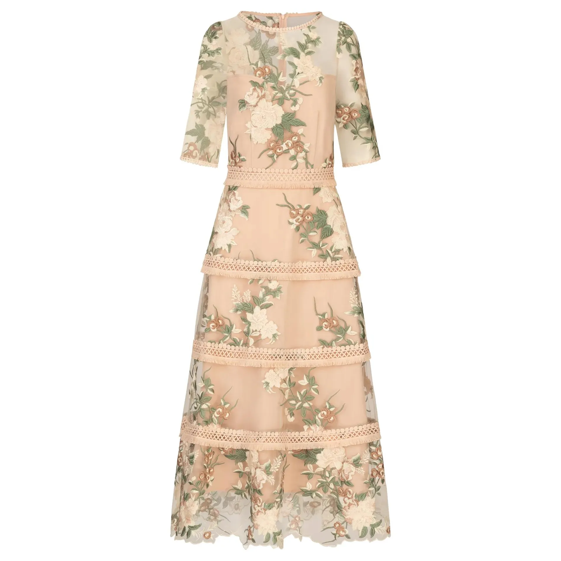 Apart - besticktes Midikleid - Größe 42 - bunt Apart - besticktes Midikleid - Größe 42 - bunt