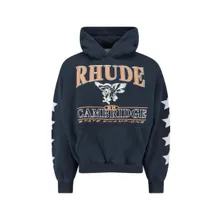 Rhude - Black Cotton Jersey Hoodie With Multicolor Logo - Größe M - blau Rhude - Black Cotton Jersey Hoodie With Multicolor Logo - Größe M - blau