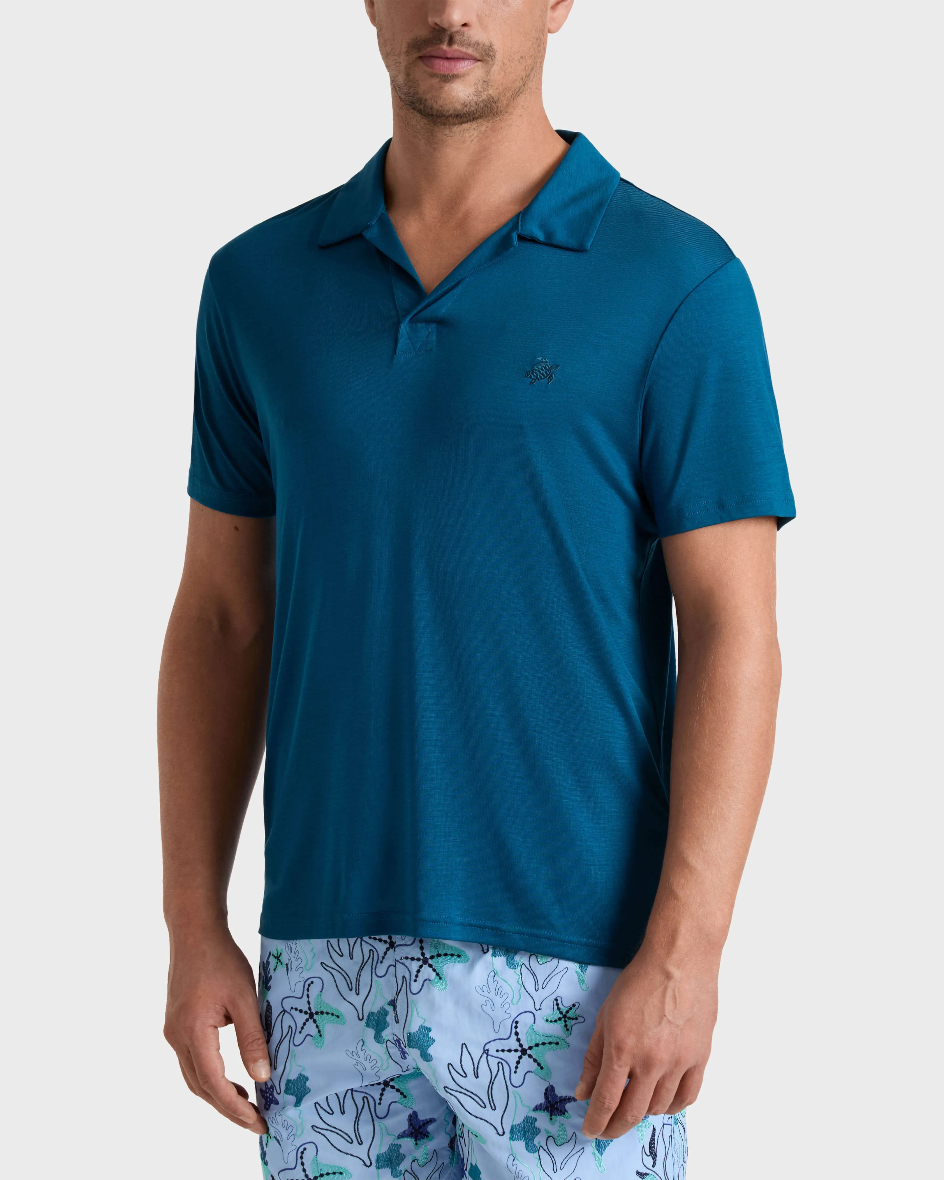 Vilebrequin - Einfarbiges Polohemd Aus Tencel Für Herren - Polohemd - Pirinol - Blau - Größe S – Bild 3