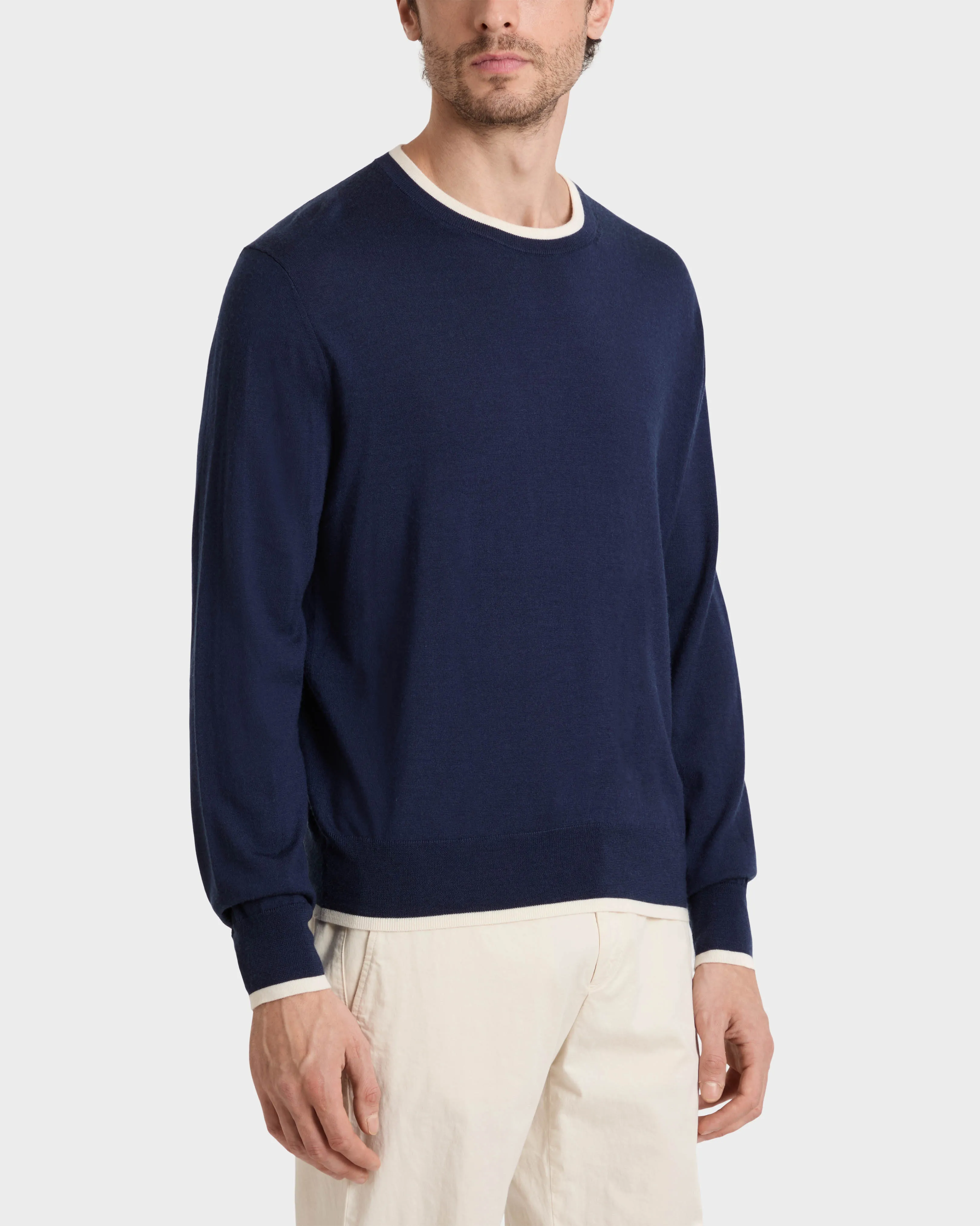 Vilebrequin - Rundhalspullover Aus Kaschmir, Seide Und Merinowolle Für Herren - Pullover - Pierre - Blau - Größe L – Bild 3