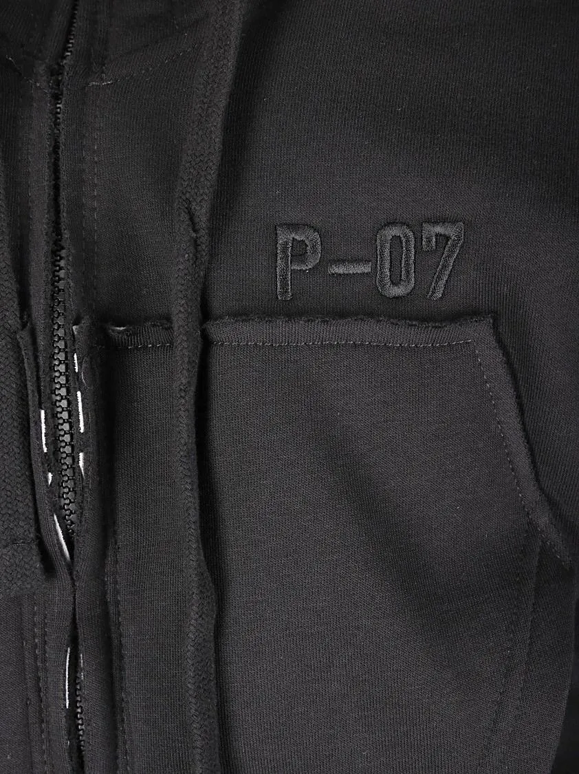 PROTOtypes - Layered Black Hoodie With Drawstring Details - Größe L - schwarz – Bild 2