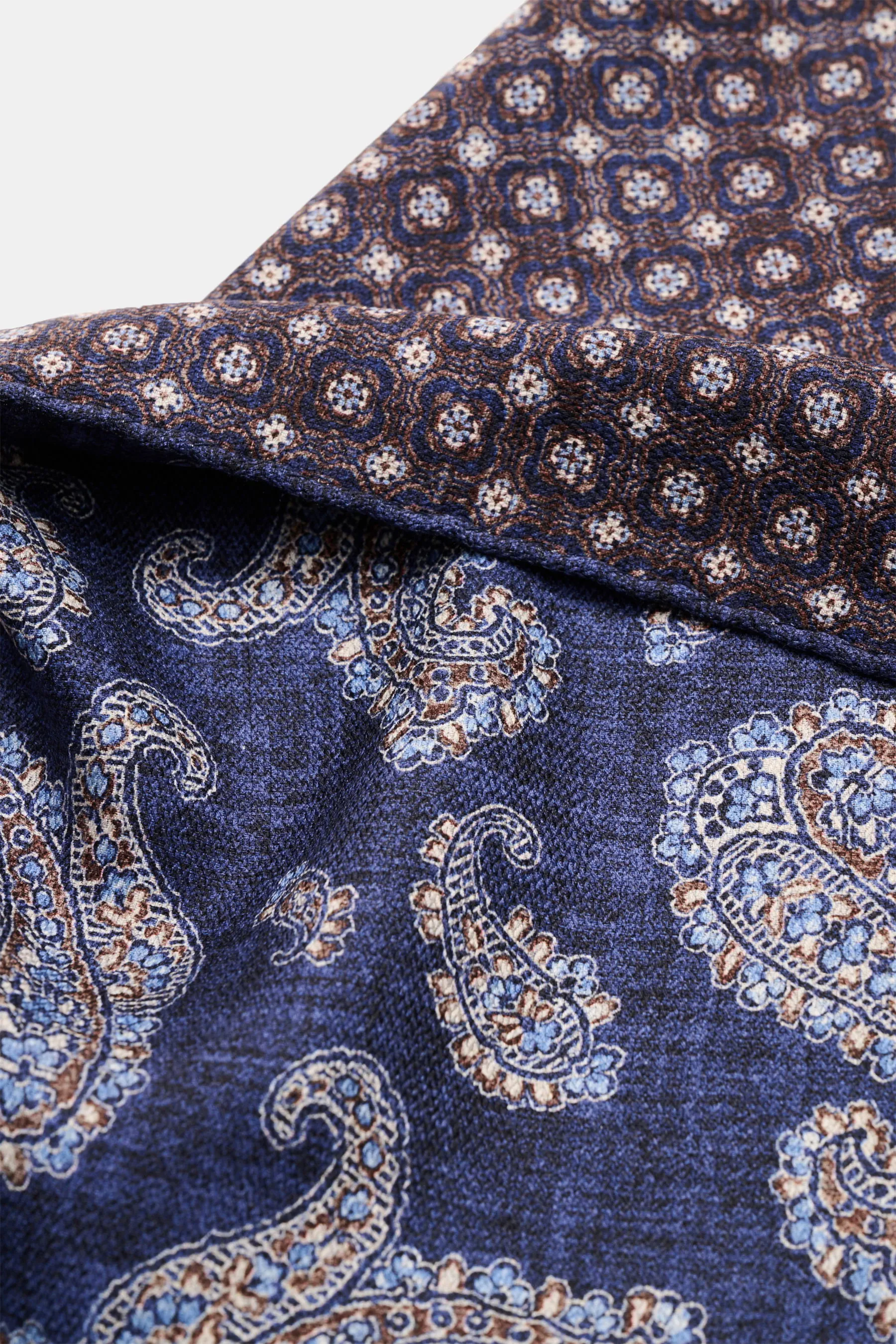 Rosi Collection - Herren - Seiden-Einstecktuch 'Easy' dunkelblau/dunkelbraun/hellblau gemustert – Bild 4